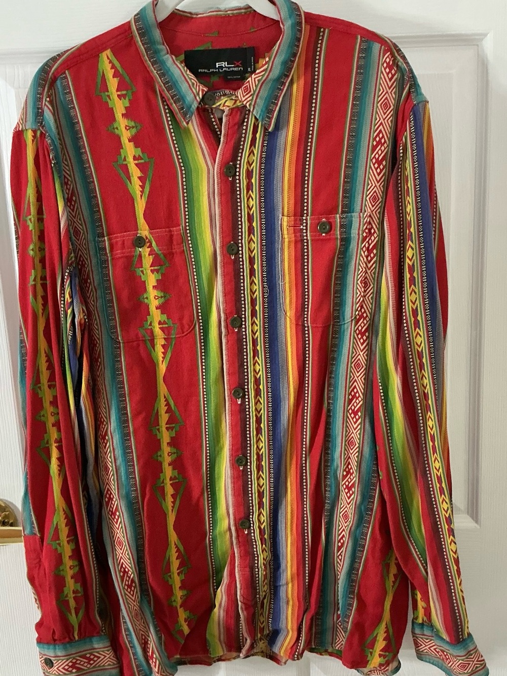 NWOT Ralph Lauren RLX Southwestern Geometric Aztec Stripe Button Down Shirt XL